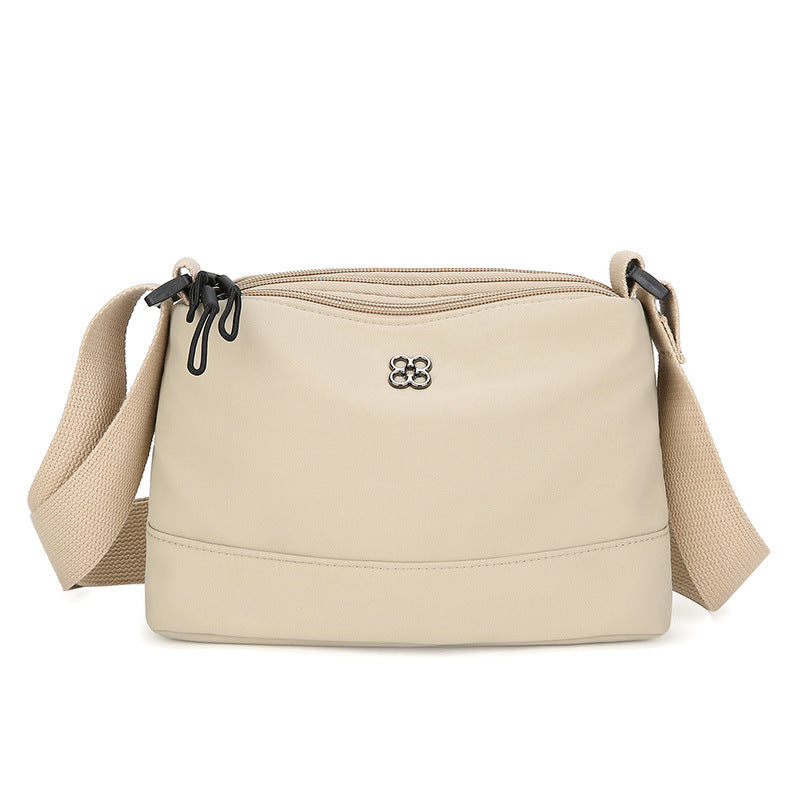 Khaki Lightweight Multi-Layer Crossbody Bag for Women â€“ Compact, Water-Resistant Nylon Shoulder Bag with Adjustable Strap