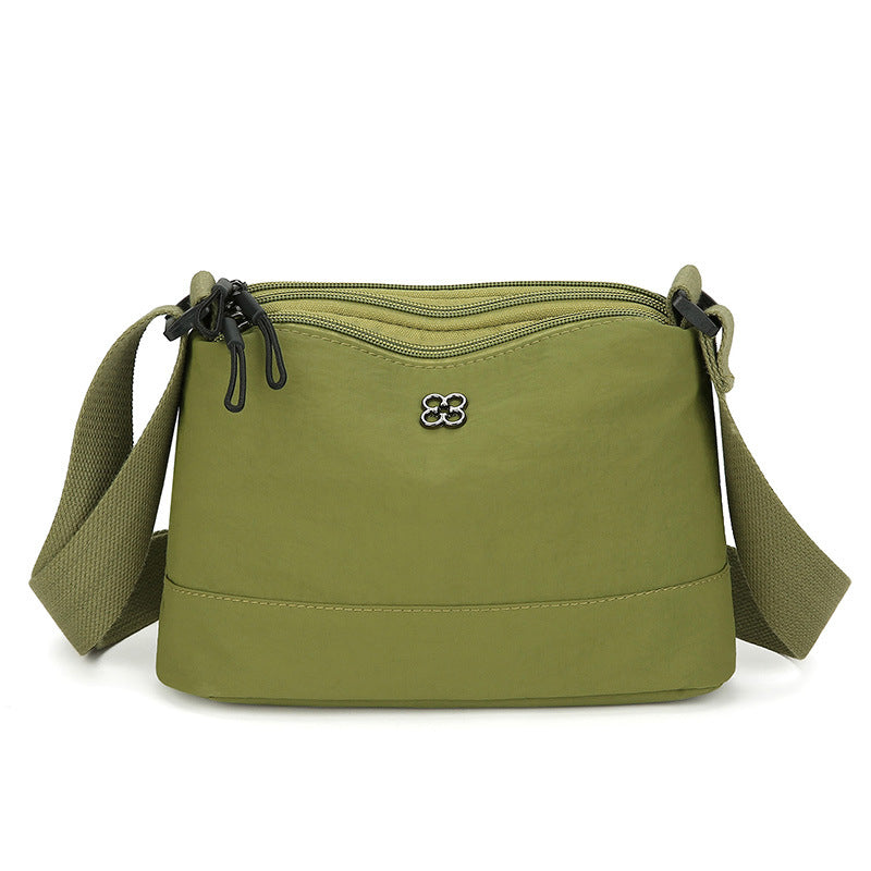 Green Lightweight Multi-Layer Crossbody Bag for Women â€“ Compact, Water-Resistant Nylon Shoulder Bag with Adjustable Strap
