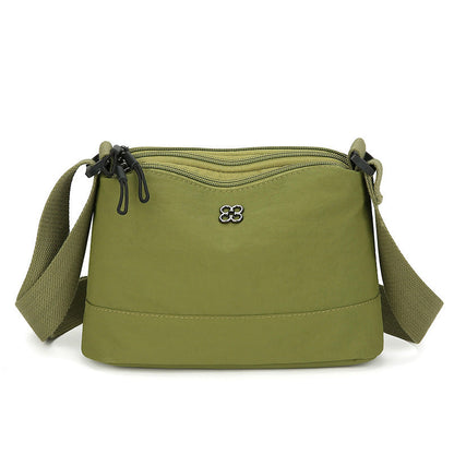 Green Lightweight Multi-Layer Crossbody Bag for Women â€“ Compact, Water-Resistant Nylon Shoulder Bag with Adjustable Strap