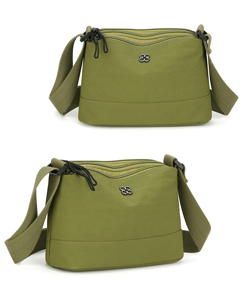 Green Lightweight Multi-Layer Crossbody Bag for Women â€“ Compact, Water-Resistant Nylon Shoulder Bag with Adjustable Strap