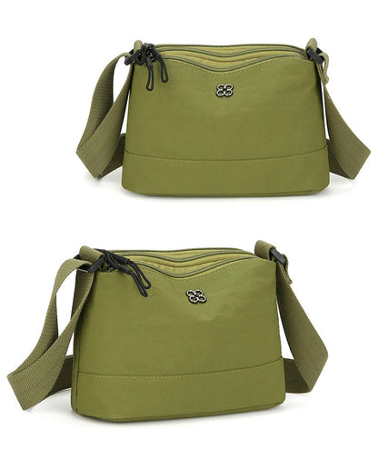 Green Lightweight Multi-Layer Crossbody Bag for Women â€“ Compact, Water-Resistant Nylon Shoulder Bag with Adjustable Strap