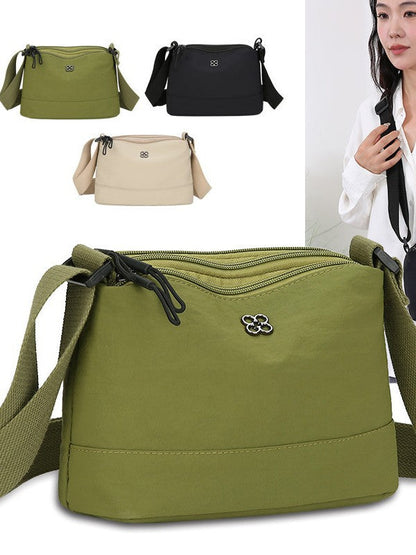 Green Lightweight Multi-Layer Crossbody Bag for Women â€“ Compact, Water-Resistant Nylon Shoulder Bag with Adjustable Strap
