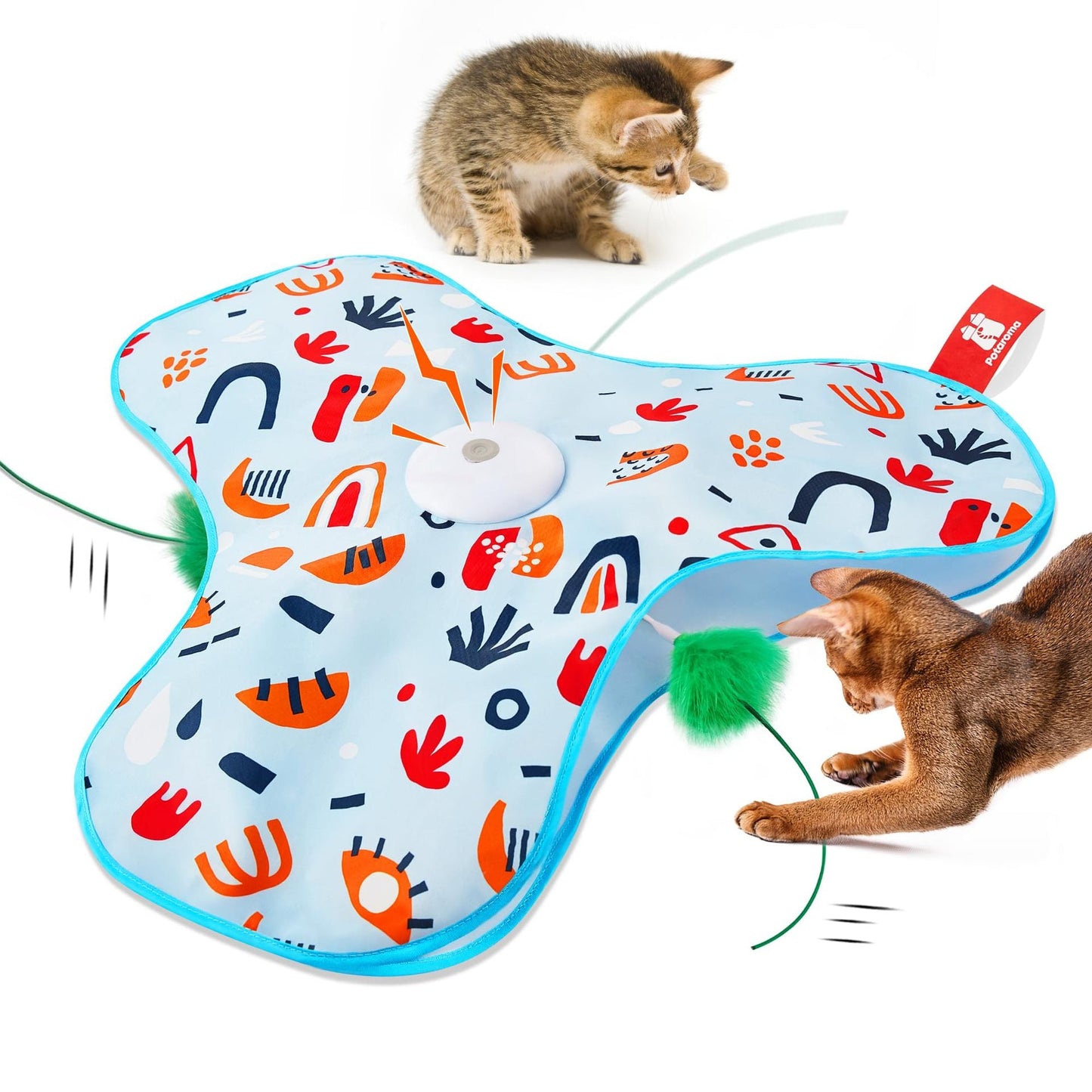 Blue Interactive Cat Toys Rechargeable,Moving Concealed Feathers,Real Mouse Squeaky,Touch Activated Cat Kitten Toy Exercise Toys for Indoor Bored Adult Cats
