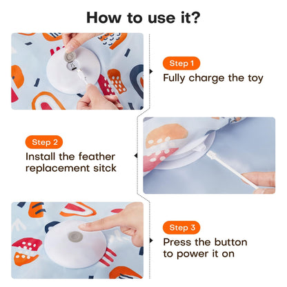 Pink Interactive Cat Toys Rechargeable,Moving Concealed Feathers,Real Mouse Squeaky,Touch Activated Cat Kitten Toy Exercise Toys for Indoor Bored Adult Cats