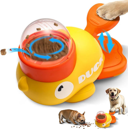 Yellow Interactive Duck-Shaped Automatic Pet Feeder â€“ Smart Treat Dispenser for Cats & Dogs with 3 Adjustable Port Sizes
