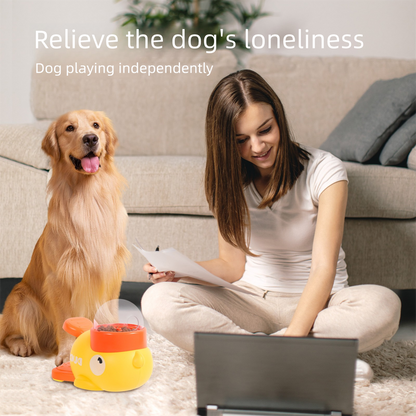 Yellow Interactive Duck-Shaped Automatic Pet Feeder â€“ Smart Treat Dispenser for Cats & Dogs with 3 Adjustable Port Sizes