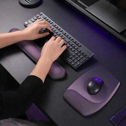 Purple Comfortable Memory Foam Wrist Rest Set â€“ Ergonomic Mouse Pad & Keyboard Hand Support for Office and Home Use