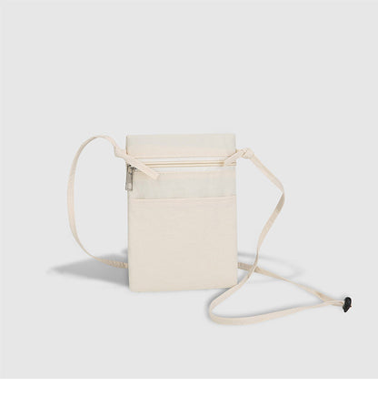 Beige Minimalist Lightweight Nylon Crossbody Phone Bag - Compact & Stylish for Women
