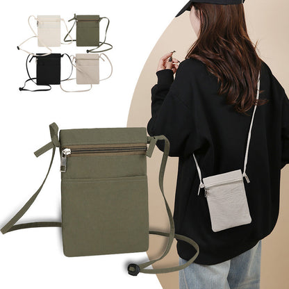 Beige Minimalist Lightweight Nylon Crossbody Phone Bag - Compact & Stylish for Women