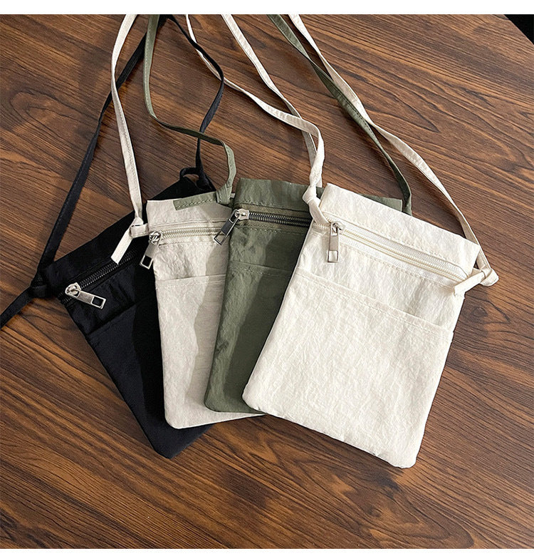 Beige Minimalist Lightweight Nylon Crossbody Phone Bag - Compact & Stylish for Women