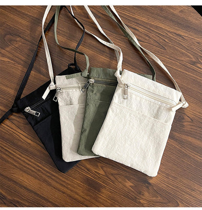 Beige Minimalist Lightweight Nylon Crossbody Phone Bag - Compact & Stylish for Women