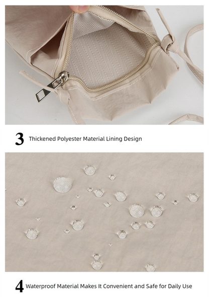 Beige Minimalist Lightweight Nylon Crossbody Phone Bag - Compact & Stylish for Women