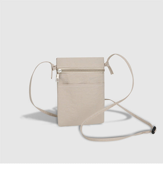 Dark Beige Minimalist Lightweight Nylon Crossbody Phone Bag - Compact & Stylish for Women