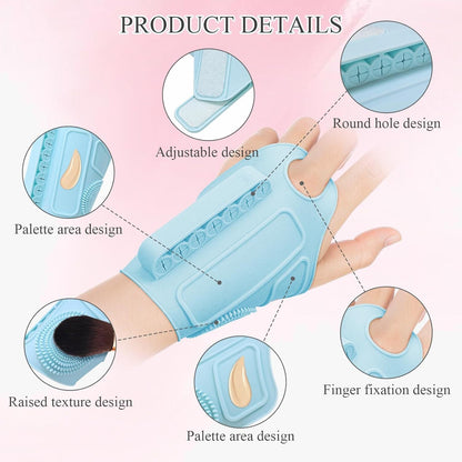 2pc Multi-Functional Silicone Makeup Artist Wristband - Wearable Palette, Brush Holder & Cleaner(blue)