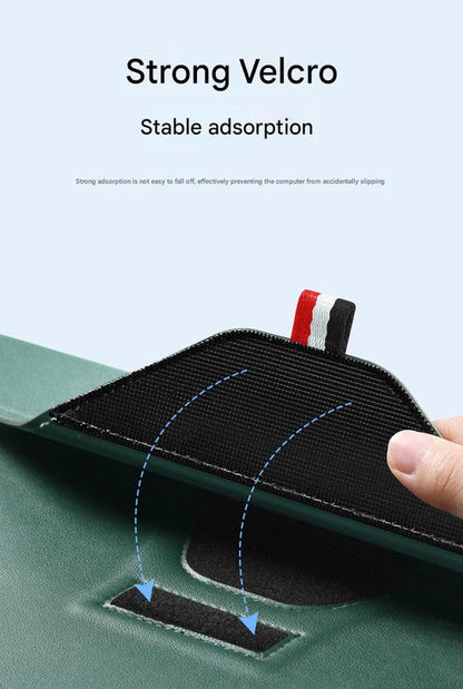 3-in-1 PU Leather Laptop Sleeve with Stand & Mouse Pad + Accessory Pouch(Rose Gold)