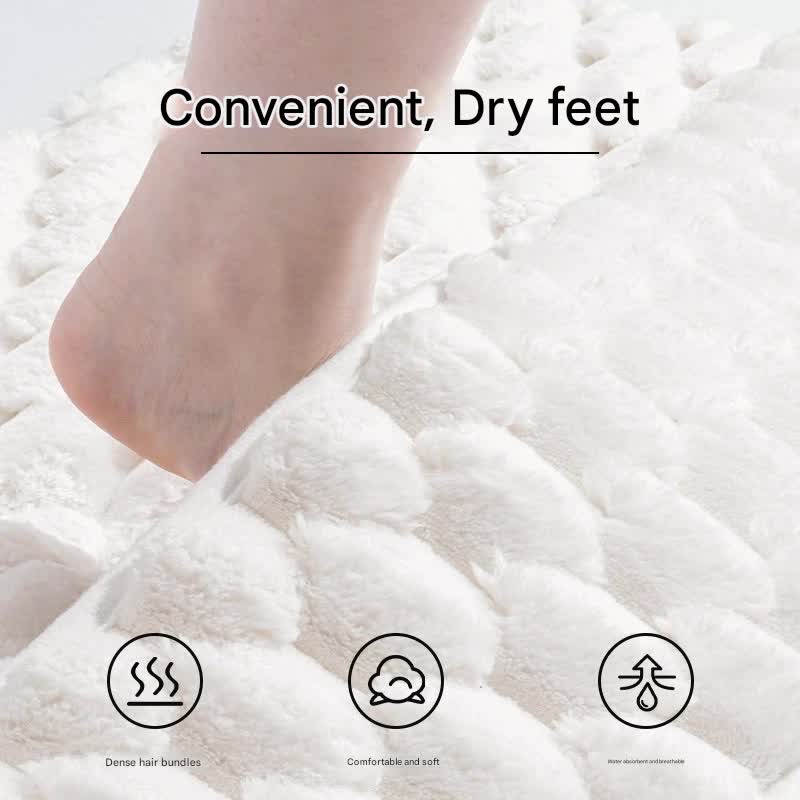 Luxury Plush Memory Foam Bath Mat with Foot Drying Panel - Super Absorbent & Non-Slip Bathroom Rug(Checkered brown)