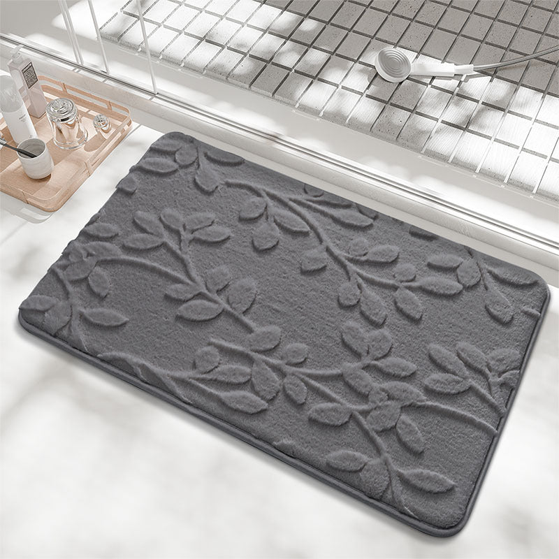 Plush Embossed Leaf Bath Mat - Ultra Soft, Absorbent & Non-Slip Bathroom Rug(Dark gray 50*80ãŽ)