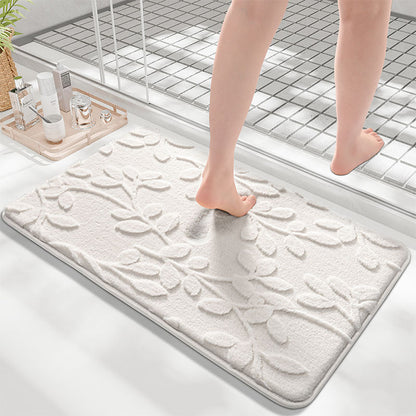 Plush Embossed Leaf Bath Mat - Ultra Soft, Absorbent & Non-Slip Bathroom Rug(Dark gray 50*80ãŽ)
