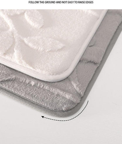 Plush Embossed Leaf Bath Mat - Ultra Soft, Absorbent & Non-Slip Bathroom Rug(Dark gray 50*80ãŽ)