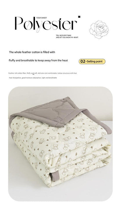 Lightweight Reversible Summer Quilt - Soft, Breathable & Machine Washable Comforter(150x200cm Blue Heart)