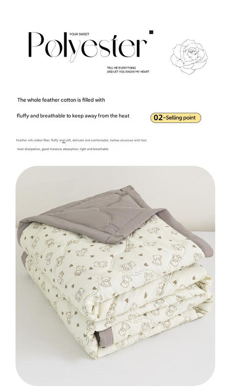 Lightweight Reversible Summer Quilt - Soft, Breathable & Machine Washable Comforter(150x200cm Full of Love)