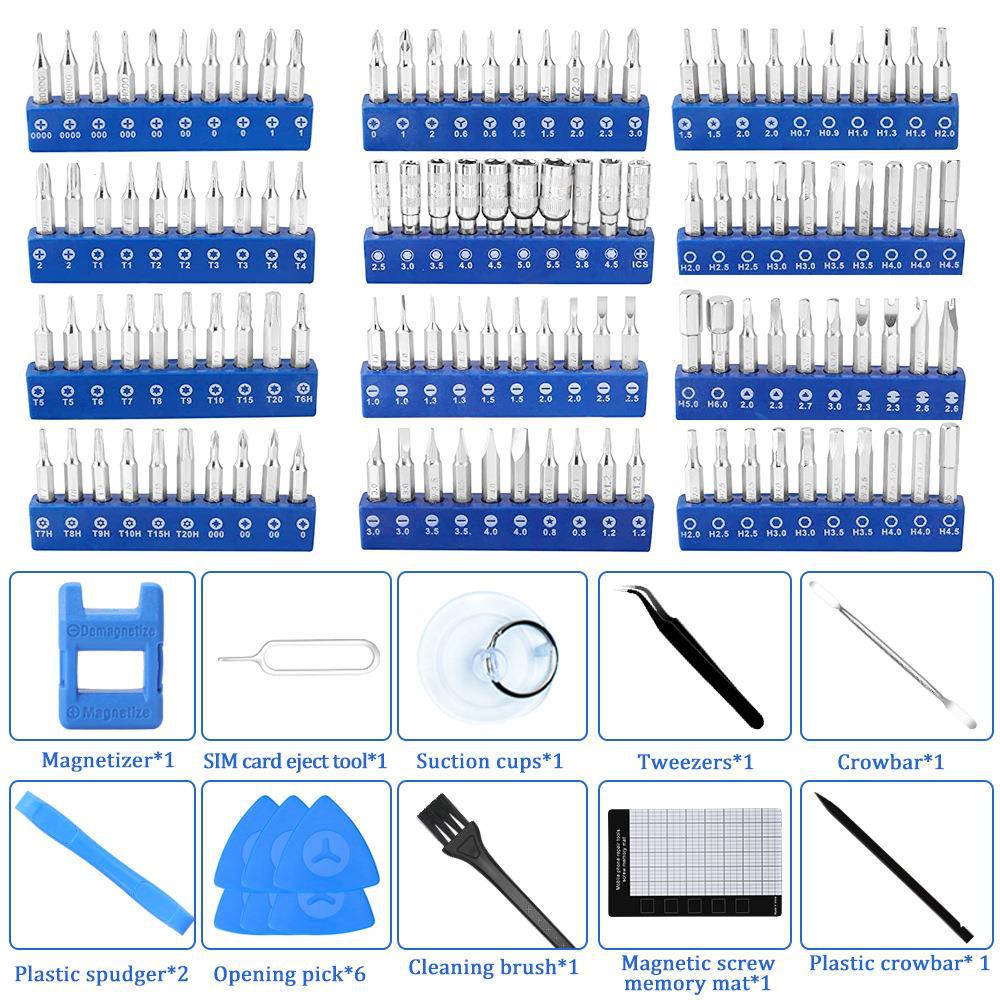 Professional 142-in-1 Precision Screwdriver Repair Tool Kit in Portable Oxford Bag(blue)