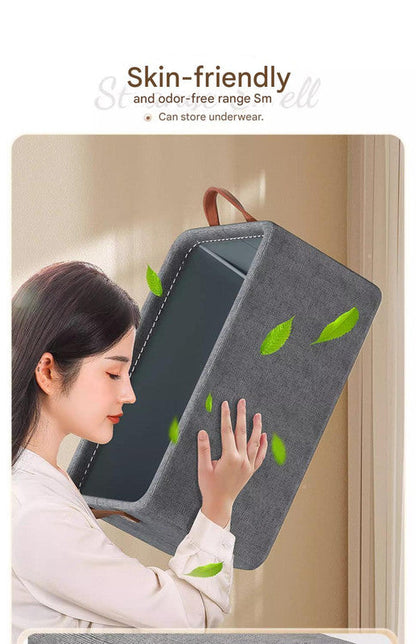 2pc Foldable Fabric Storage Bin with Steel Frame & Handles - 26L Stackable Closet Organizer(Grey)