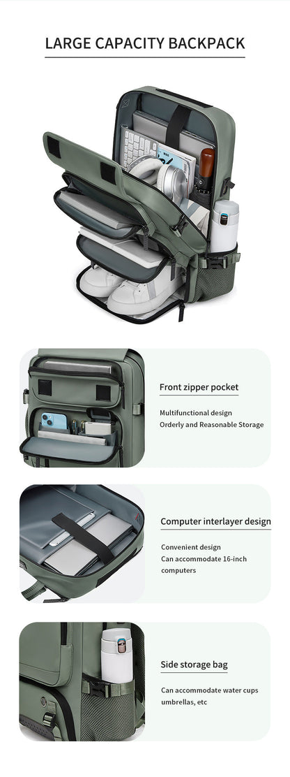 4-in-1 Convertible Travel Backpack & Briefcase - Large Capacity, 16" Laptop Compartment, USB Port(Dark Green)