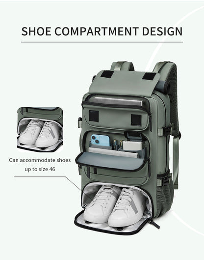 4-in-1 Convertible Travel Backpack & Briefcase - Large Capacity, 16" Laptop Compartment, USB Port(Dark Green)