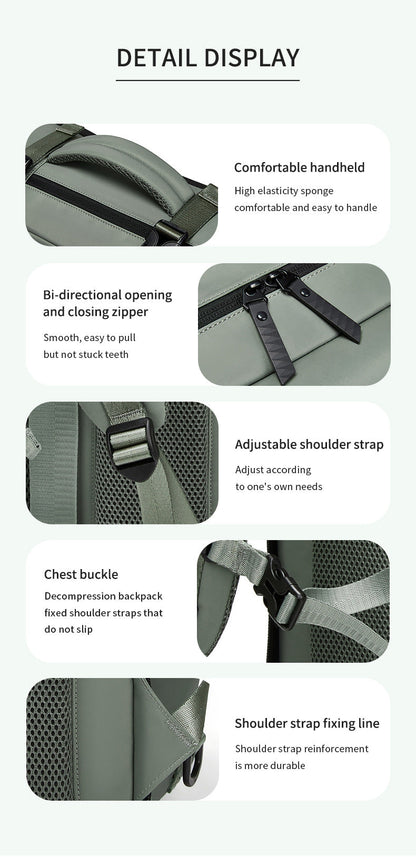4-in-1 Convertible Travel Backpack & Briefcase - Large Capacity, 16" Laptop Compartment, USB Port(Dark Green)