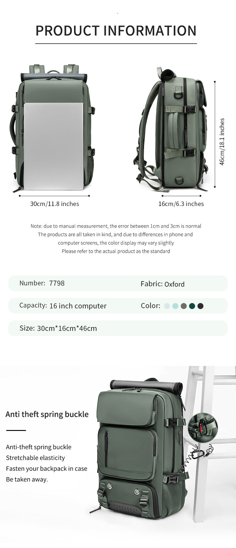 4-in-1 Convertible Travel Backpack & Briefcase - Large Capacity, 16" Laptop Compartment, USB Port(Pink)