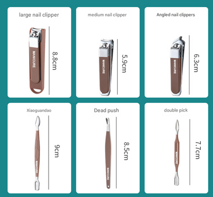 White Professional 13-Piece Manicure & Pedicure Set - Anti-Splash Carbon Steel Nail Clippers Kit with Compact Drawer Organizer
