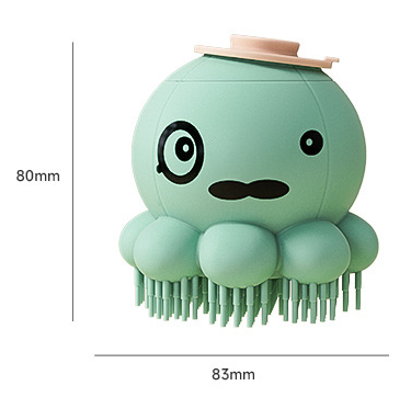 Purple 2-Pack Pet Bath Brush with Shampoo Dispenser - Soft Silicone Massager for Dogs & Cats