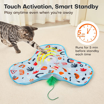 Dark Blue Interactive Cat Play Tunnel & Hunting Cover - Self-Entertaining Pet Game Toy with Teasers