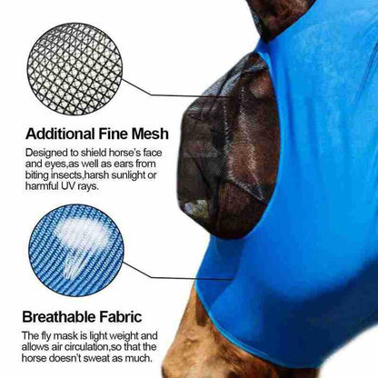 Pink 2-PCS Breathable Horse Fly Mask Set - Equestrian Fly Veils with Ears for Insect Control and Comfort