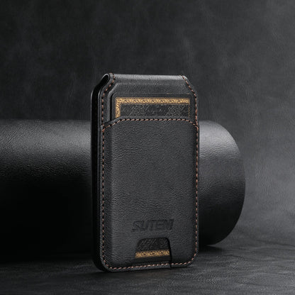 Black Slim Magnetic Wallet with Kickstand for MagSafe - PU Leather Card Holder