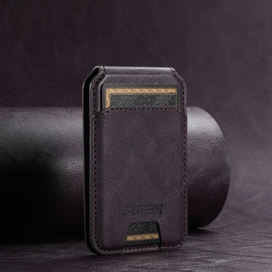 Purple Slim Magnetic Wallet with Kickstand for MagSafe - PU Leather Card Holder