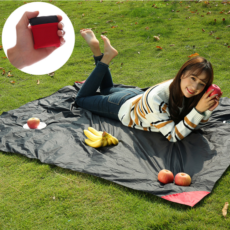 Red (110*150cm) Compact Pocket Picnic Blanket - Waterproof & Sand-Proof Mat for Beach, Camping & Hiking
