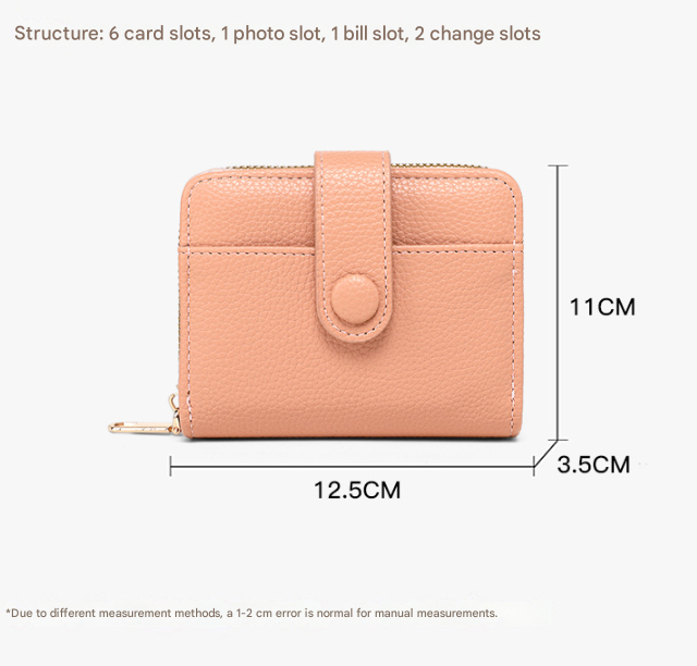 Grey Women's Short PU Leather Wallet 2 Pack - Fashion Lychee Grain Purse with Multi Card Slots and Zipper Coin Pocket - Compact Organiser for Daily Use