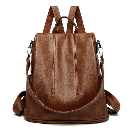 Brown Women's Anti-Theft Backpack Purse Soft Faux Leather Convertible Rucksack Shoulder Bag Large Capacity 31cm for Travel Work Daily Use