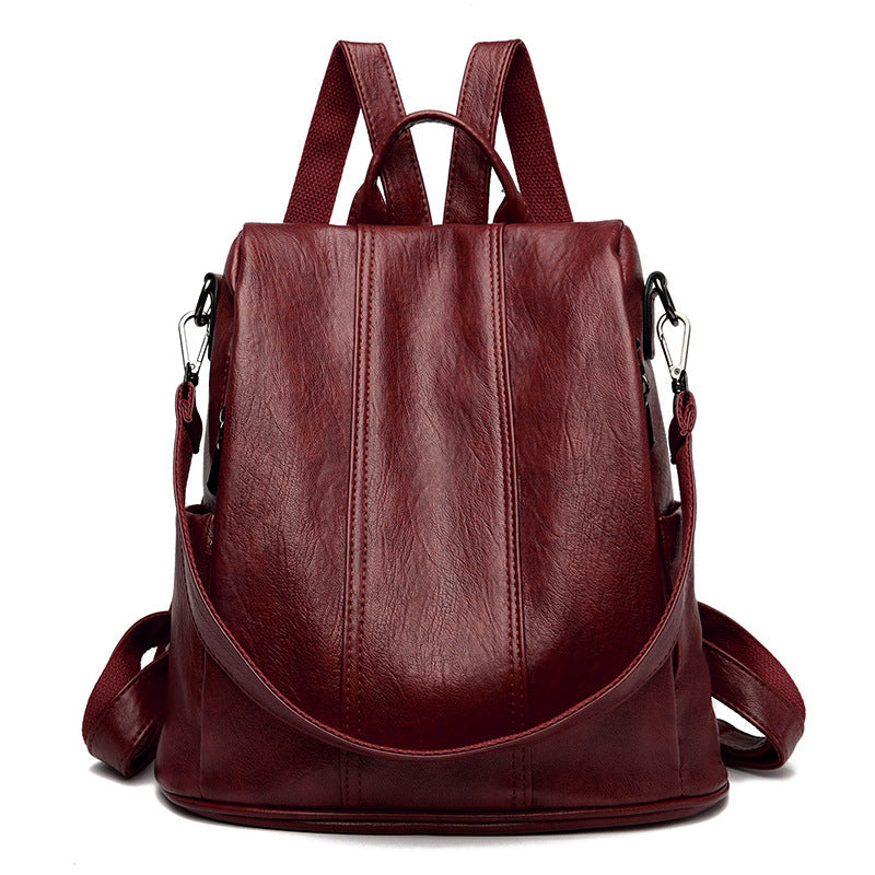Red Women's Anti-Theft Backpack Purse Soft Faux Leather Convertible Rucksack Shoulder Bag Large Capacity 31cm for Travel Work Daily Use