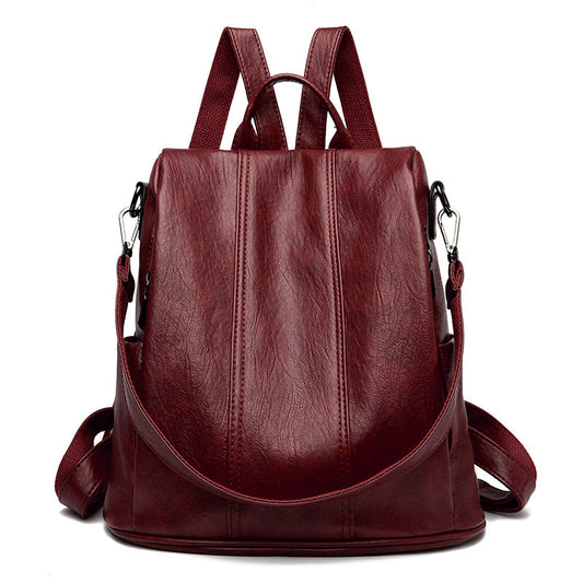 Red Women's Anti-Theft Backpack Purse Soft Faux Leather Convertible Rucksack Shoulder Bag Large Capacity 31cm for Travel Work Daily Use