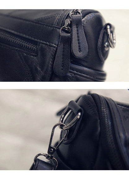 Women's Black Studded Handbag Soft PU Leather Crossbody Shoulder Bag with Rivets Trendy Box Purse 22cm for Travel Party