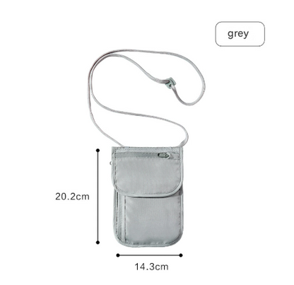 Grey 2 Pack RFID Blocking Travel Neck Pouch Passport Holder & Document Organiser Water Resistant Hidden Security Wallet for International Travel