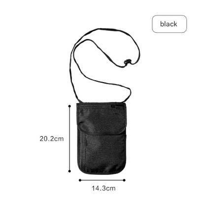Black 2 Pack RFID Blocking Travel Neck Pouch Passport Holder & Document Organiser Water Resistant Hidden Security Wallet for International Travel