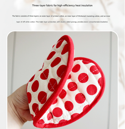 Green 2 Pack Heart Shaped Oven Mitts Heat Resistant Cotton Pot Holders Double Layer Thick Insulation Kitchen Gloves for Baking Cooking