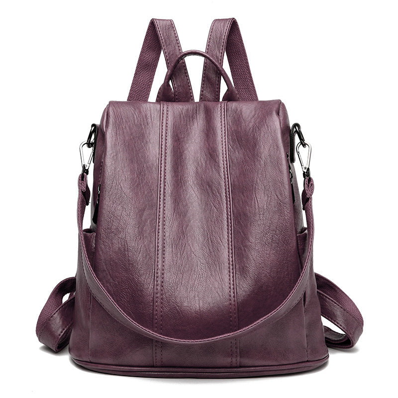 Purple Women's Anti-Theft Backpack Purse Soft Faux Leather Convertible Rucksack Shoulder Bag Large Capacity 31cm for Travel Work Daily Use