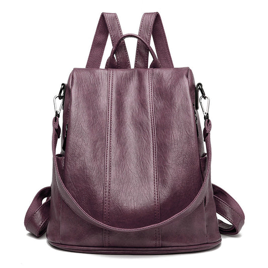 Purple Women's Anti-Theft Backpack Purse Soft Faux Leather Convertible Rucksack Shoulder Bag Large Capacity 31cm for Travel Work Daily Use