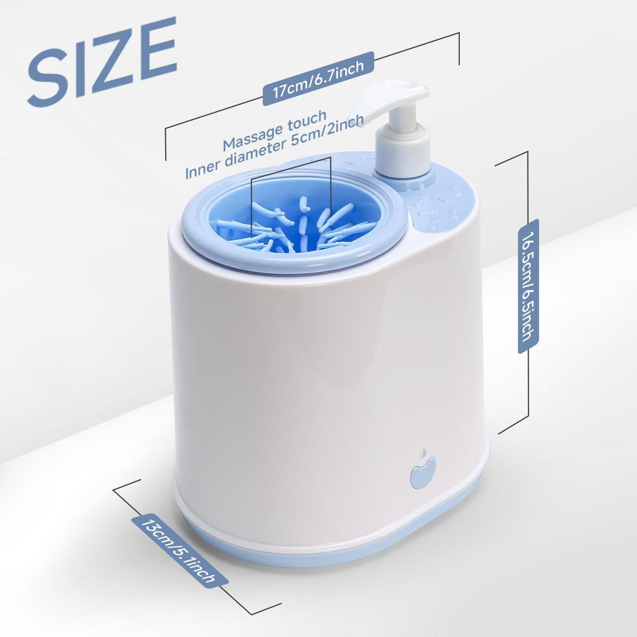 Blue Electric Pet Paw Cleaner Automatic Dog Foot Washer Cup with Built-in Soap Dispenser Soft Silicone Massage Bristles for Small Dogs & Cats