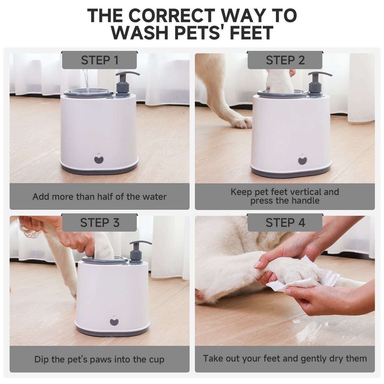 Blue Electric Pet Paw Cleaner Automatic Dog Foot Washer Cup with Built-in Soap Dispenser Soft Silicone Massage Bristles for Small Dogs & Cats